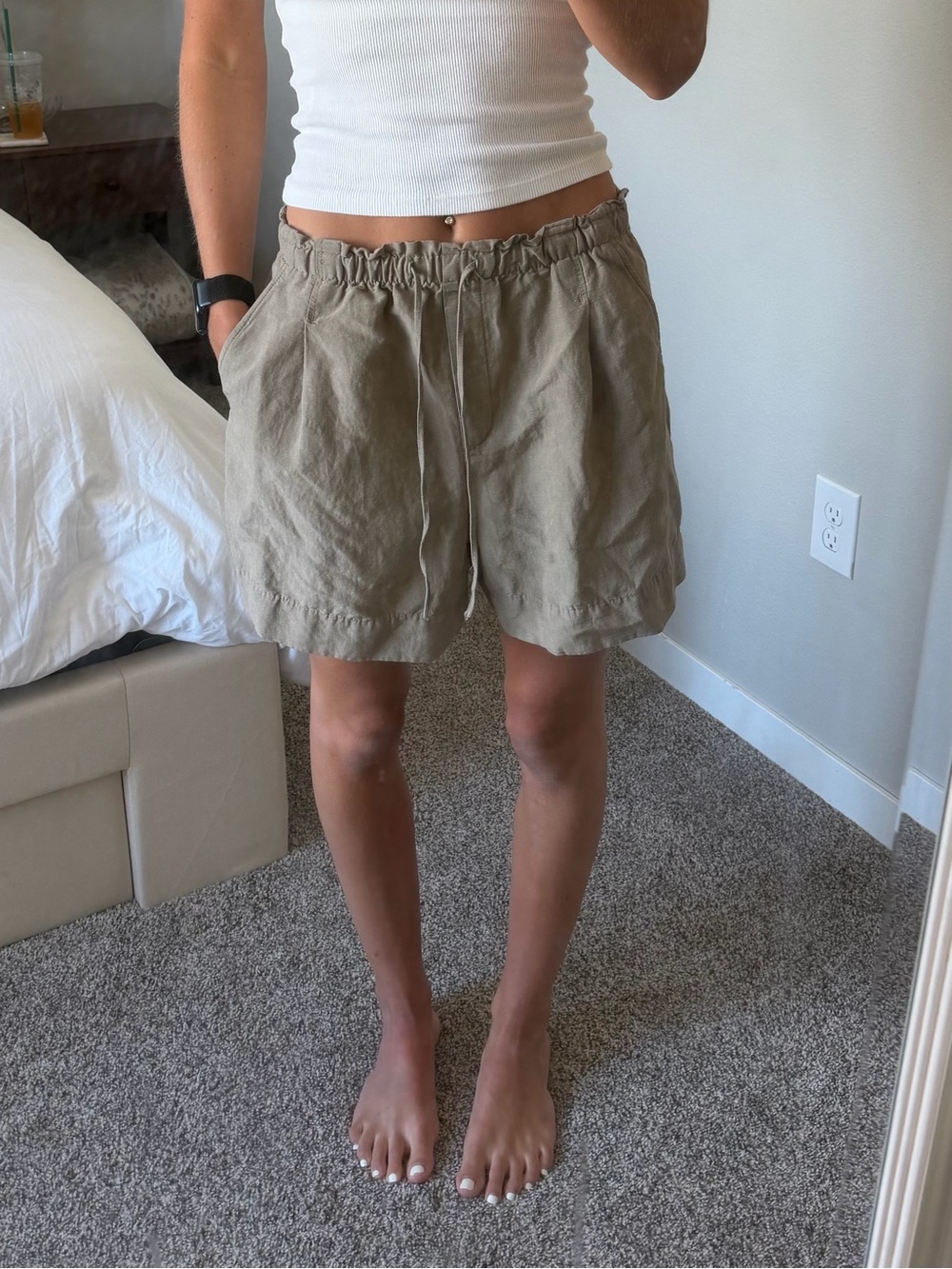 H&M Olive-Taupe Drawstring Bermudas